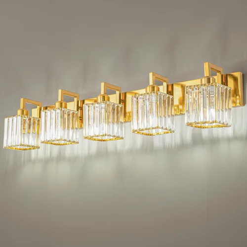 Miniatura 21 de Lámpara de tocador moderna de 2 luces de níquel cepillado, lámpara de tocador de cristal, luz de pared de baño, accesorios de iluminación de baño