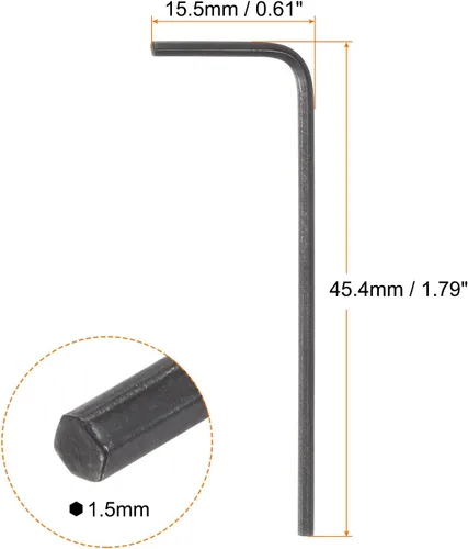 Miniatura 2 de HARFINGTON 30pcs Llave hexagonal 0.059 in métrica CR-V L en forma de cabeza hexagonal herramienta de reparación