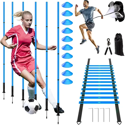Juego de 24 piezas de equipo de entrenamiento de agilidad de fútbol, bastones de agilidad, escalera, más para un montaje rápido y fácil