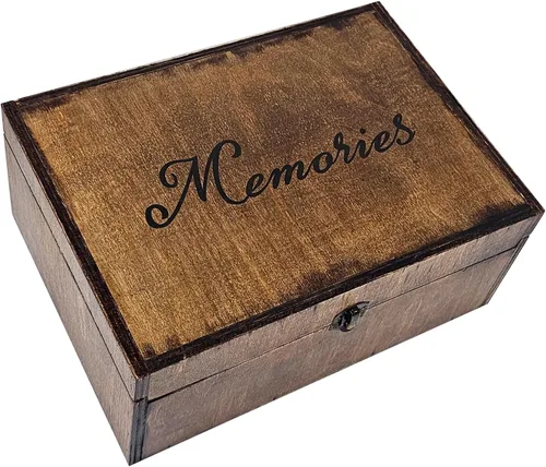 Miniatura 6 de Caja grande de madera para recuerdos, caja de madera para recuerdos, para bodas, caja de recuerdos grabada, caja de almacenamiento decorativa