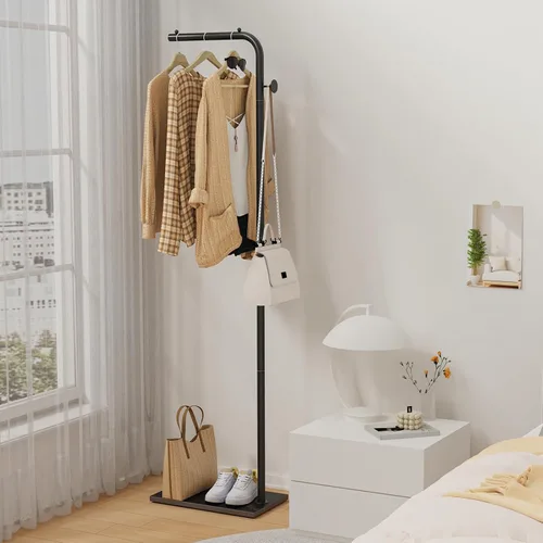 Miniatura 2 de OUTBROS Perchero de abrigos, perchero de ropa portátil en forma de L con gancho, perchero moderno, perchero de ropa de metal resistente