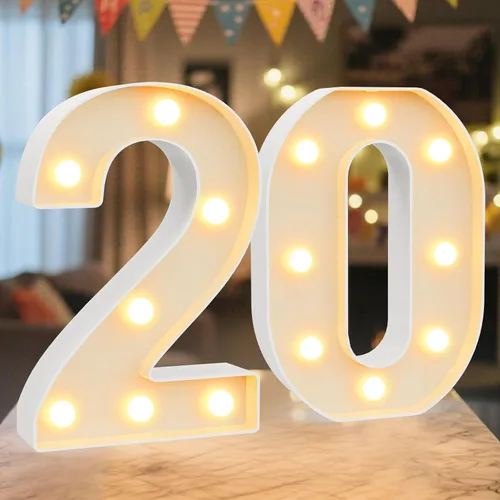 Miniatura 63 de Letrero de números con luz LED de marquesina, letrero de números de cumpleaños iluminado para decoración de fiesta de cumpleaños, pared de bar