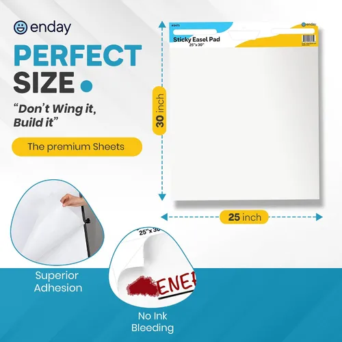 Miniatura 2 de Enday Anchor Chart Paper 25"x 30" (2 Pack) - Sticky Easel Pad Chart Paper for Teachers, Flip Chart Paper, 25 in x 30 in Easel Paper, Large White