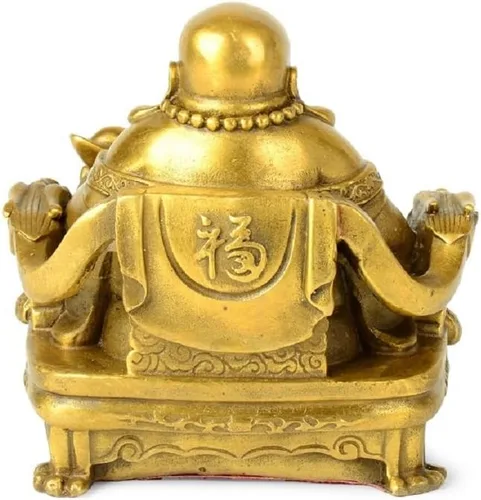 Miniatura 3 de Estatua de Buda Fengshui para la suerte y la felicidad, Dios de la riqueza, Buda riendo en la silla del dragón del emperador, estatuas budistas