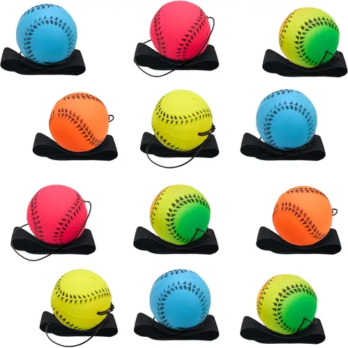 Miniatura 7 de Playbees Muñequeras de béisbol neón reactivas - paquete de 6 - Bolas de práctica deportivas para divertida actividad al aire libre para niños