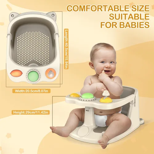 Miniatura 5 de Asiento de baño para bebés de 6 meses en adelante, asiento de baño antideslizante para bebé y recién nacido con ventosas, asiento seguro para bañera