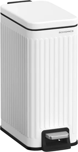 Miniatura 15 de SONGMICS Basurero de baño, 1.3 galones (5 L) pequeño con tapa, delgado para espacios pequeños, cubo de basura de acero inoxidable, cierre suave