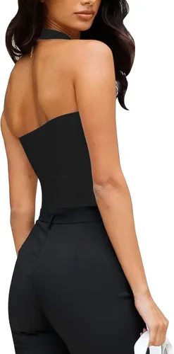 Miniatura 5 de Berryou Body para mujer con cuello cuadrado, sin mangas, sexy, sin espalda, ajustado, para club