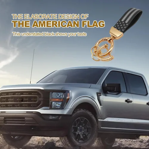 Miniatura 6 de KEVWR Llavero de coche con la bandera de Estados Unidos, llaveros circulares personalizados de aleación de zinc, compatible con camión, Chevrolet
