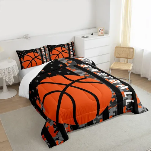 Miniatura 62 de Feelyou Juego de edredón de baloncesto para niñas y niños, juego de ropa de cama con juegos de pelota, decoración de habitación, regalo para amantes