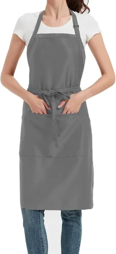 Miniatura 7 de Delantal largo de chef 3 bolsillos delantales de cocina para hombres mujeres tirantes ajustables delantal restaurante cocina