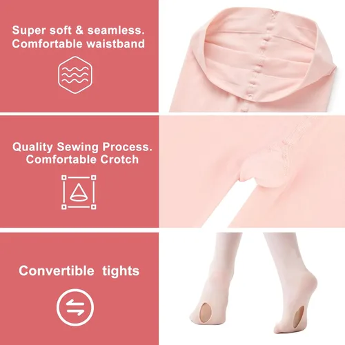 Miniatura 4 de Feisract Mallas de ballet para niñas y mujeres, mallas de transición ultra suaves
