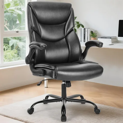 Miniatura 7 de Sweetcrispy Silla ergonómica para juegos de computadora, respaldo alto, sillas de oficina con ruedas, brazos abatibles, altura ajustable, piel
