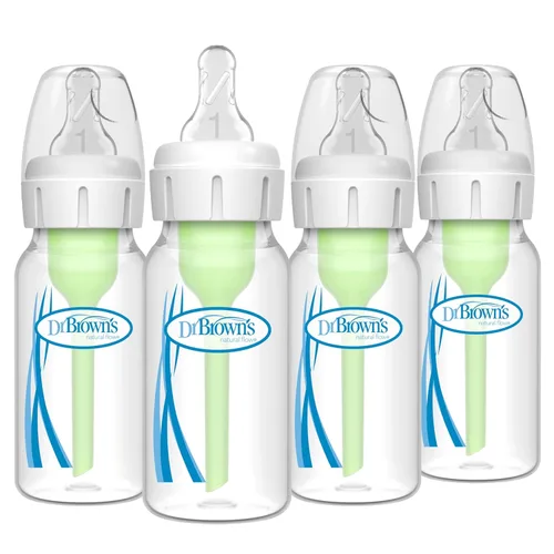 Miniatura 19 de Dr. Brown's Natural Flow Anti-Colic Options+ Biberón de cuello estrecho, Azul Natural, 8 onzas/250 mL, con tetinas de flujo lento Nivel 1, 0m+