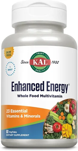 KAL Suplemento energético mejorado, multivitamínico de alimentos integrales para hombres y mujeres, apoyo saludable de verduras, frutas y verduras,