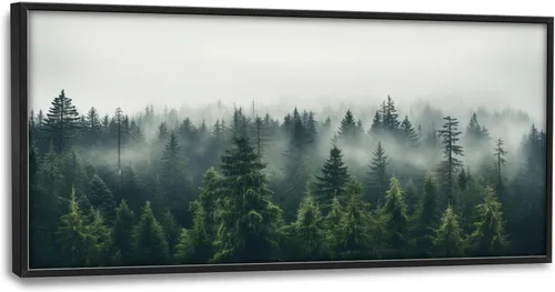Miniatura 64 de Cuadros Grandes Enmarcados Arte de Pared para Sala de Estar, Lobos del Bosque Decoración de Pared de Gran Tamaño Lobo Animal Impresión en Lienzo