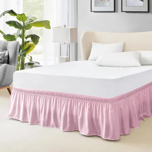 Miniatura 10 de FreshCulture Falda de cama King, con volantes antipolvo para cama de tamaño King, fácil ajuste con caída a medida de 15 pulgadas, falda de cama
