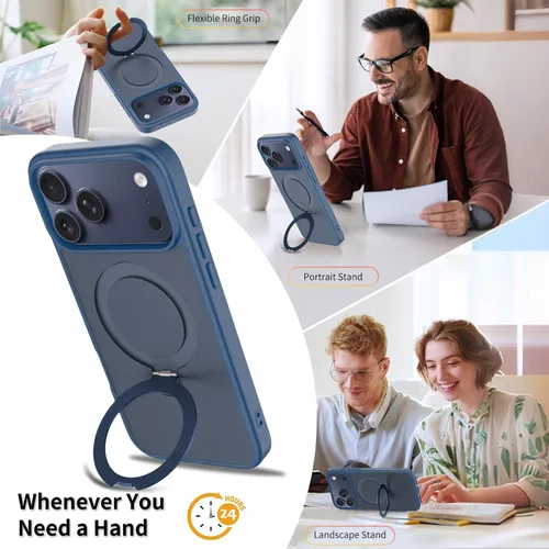 Miniatura 3 de Funda con soporte ultra magnético para iPhone 17 Pro Max [protección militar contra caídas] [compatible con MagSafe] a prueba de golpes, translúcida