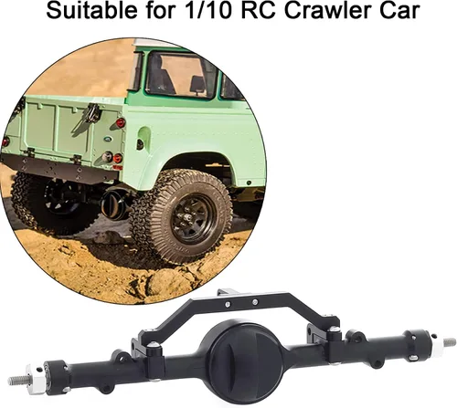 Miniatura 2 de AMK Aleación de aluminio CNC eje trasero completo para 1/10 RC Crawler RC4WD Ge-Lande II TF2 D110 Yo-ta II Ejes (negro)