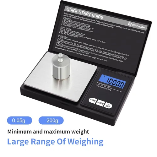 Miniatura 2 de UNIWEIGH Báscula digital de gramo, 7.05 oz 0.01g/01oz báscula de peso gramo y onza, mini báscula de bolsillo inteligente electrónica