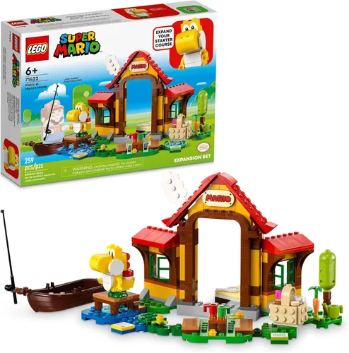 LEGO Super Mario Picnic at Mario's House - Juego de expansión 71422, juego coleccionable con figura amarilla de Yoshi, juguete de juego para