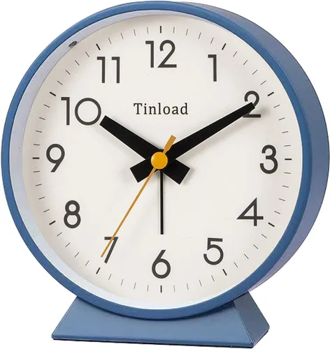 Miniatura 15 de Tinload Reloj despertador analógico retro antiguo de 4.5 pulgadas, funciona con pilas, pequeño reloj silencioso de mesita de noche, iluminado bajo