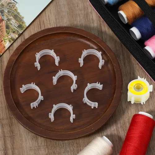 Miniatura 6 de YBEATY 80 clips de bobina de coser, pequeños kits de soportes de bobina transparentes, abrazaderas de hilo de plástico, organizadores de bobinas