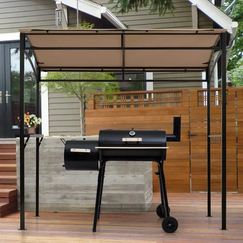 Miniatura 2 de Tangkula - Cenador de parrilla de 7 pies, toldo para barbacoa de patio con estante de servicio y ganchos de almacenamiento, refugio curvo para Café