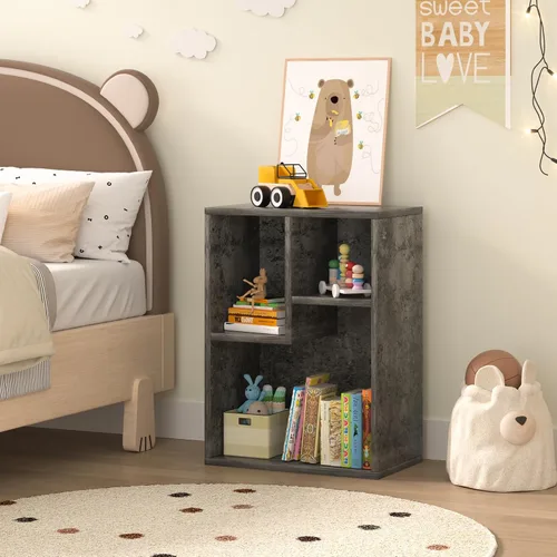 Miniatura 5 de VECELO Estantería pequeña de 3 cubos, bibliotecas modernas con estantes de hasta 12.8 pulgadas, apto para libros de texto de tamaño común, vertical