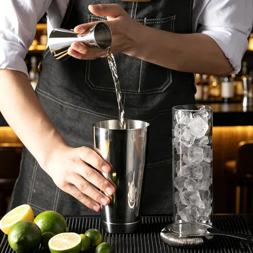 Miniatura 2 de Homestia Jigger doble de acero inoxidable, taza medidora de cóctel de 1 oz a 2 onzas con marcas precisas, jigger profesional de barman con guía