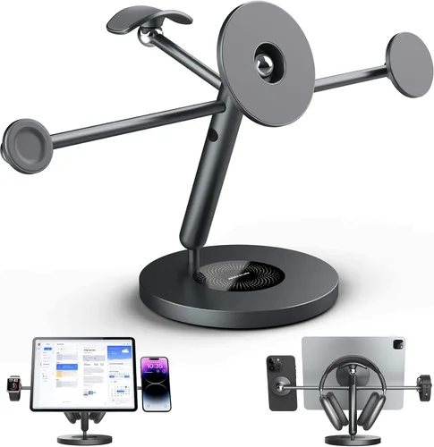 Nillkin Soporte para tableta con anillo MagSafe, soporte magnético 4 en 1 para tablet/teléfono/Apple Watch/auriculares, rotación de 360º, bricolaje