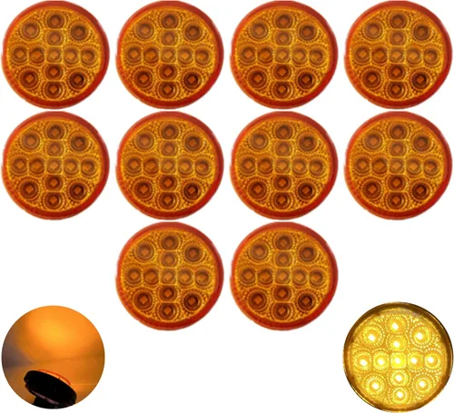 Miniatura 13 de All Star Truck Parts 10 unidades de luz LED redonda de 2 pulgadas con espacio para marcador lateral [13 LED]