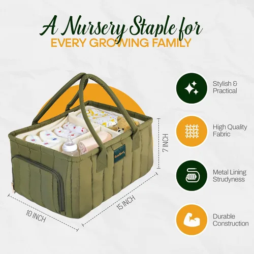 Miniatura 7 de Organizador de pañales grande con asa neutral para niño y niña, cesta de bebé para guardería, automóvil, cambiador, almacenamiento portátil