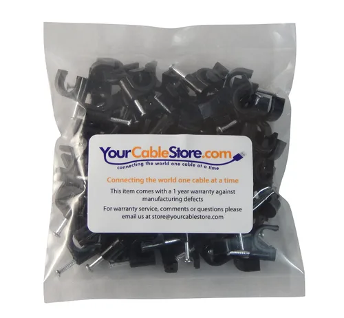 Miniatura 4 de Your Cable Store Paquete de 100 clips de cable RG6 negros / 0.315 in