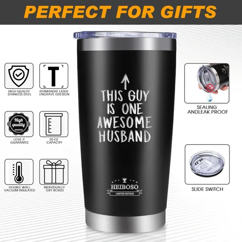 Miniatura 4 de Regalos para el día de San Valentín para marido: vaso aislado de alta calidad y juego de cuchillos de bolsillo multiherramienta con llavero