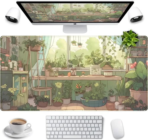 Miniatura 20 de Alfombrilla de escritorio Anime Kawaii Mousepad Linda Japonesa Alfombrilla de mouse grande para juegos XXL, Alfombrilla de teclado de laptop Azul