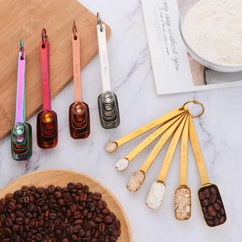 Miniatura 2 de Meisha - Juego de 6 cucharas medidoras de acero inoxidable de alta calidad, juego de herramientas de medición de cocina de metal de alta calidad