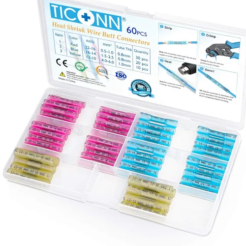 Miniatura 17 de TICONN - Juego de 100 piezas de conectores de alambre termorretráctiles, terminales de alambre eléctrico aislados y resistentes al agua