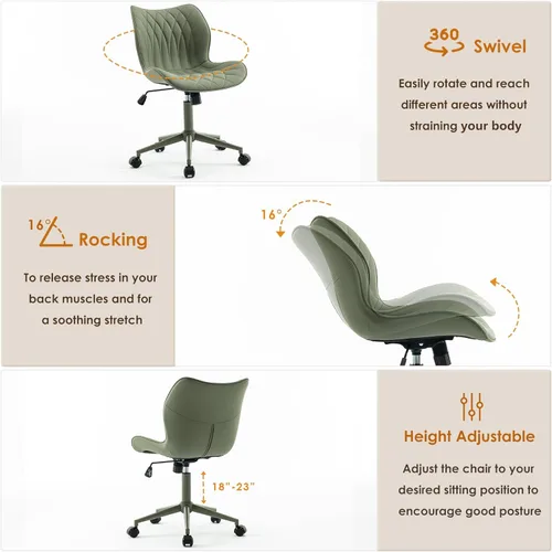 Miniatura 4 de YOUNUOKE Silla de escritorio sin brazos, cómoda silla de oficina con ruedas, silla ergonómica para el hogar, sillas ajustables para computadora