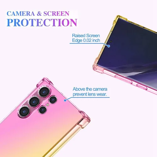 Miniatura 3 de Funda para Galaxy S22 Ultra 5G, bonita funda transparente para teléfono con degradado, funda delgada y antiarañazos de TPU flexible, funda dorado