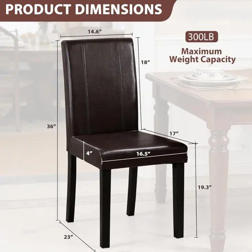 Miniatura 3 de SUPER DEAL Silla de comedor Parson acolchada de cuero sintético de madera, impermeable y resistente al aceite, sillas elásticas para cocina