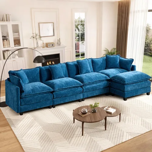 Miniatura 16 de Sofá seccional modular convertible de 76.7", sofás de dos plazas de chenilla con asiento profundo y cojines tipo loveseat para sala de estar, Beige