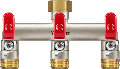 Miniatura 9 de Divisor de manguera de jardín de 3 vías, divisor de espiga de latón para exteriores, 3/4 pulgadas GHT 0.47" Full Flow Ball Valve, Shut-off Valves