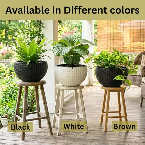 Miniatura 8 de LaLaGreen - Macetas colgantes para plantas de interior (11 pulgadas, paquete de 3) macetas colgantes redondas de ratán con indicador de nivel