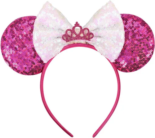 Miniatura 27 de FANYITY - Orejas de ratón, diadema con lentejuelas brillantes para cosplay de ratón para niños, niñas y mujeres, para Halloween y viaje a Disney