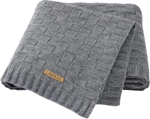 Miniatura 11 de LAWKUL Mantas de bebé con cable de punto, manta suave y aireada para recién nacidos, bebé, para envolver, beige neutro, para cuna, cochecito, 40"x30