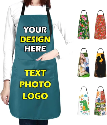 Miniatura 10 de Delantales impermeables personalizados para diseñar tu propia imagen, logotipo, texto, añadir fotos, delantal para cocinar hornear, 33 x 27.5