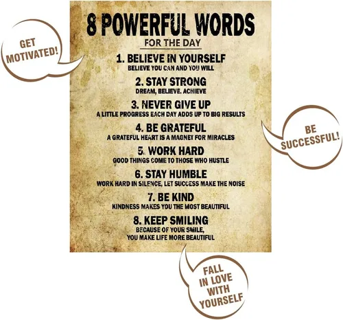 Miniatura 2 de Citas motivacionales 8 poderosas palabras para el día, póster de cartulina gruesa, sin marco, 11 x 14 pulgadas, arte de pared inspirador, imágenes