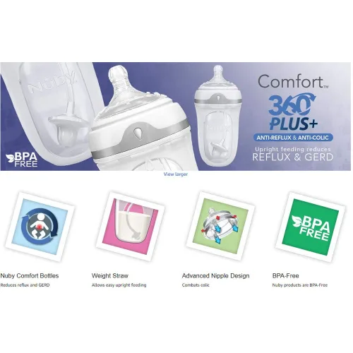 Miniatura 5 de Nuby Botella de silicona Comfort 360, 8 onzas