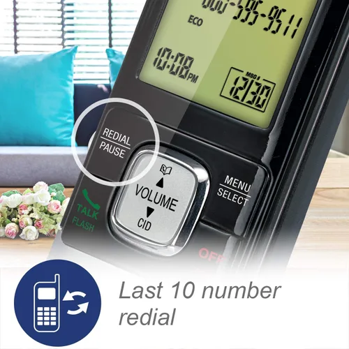 Miniatura 7 de Teléfono Vtech DECT 6.0 con identificador de llamadas / llamada en espera, plata / negro con 2 auriculares inalámbricos, Azul 1 Auricular Azul